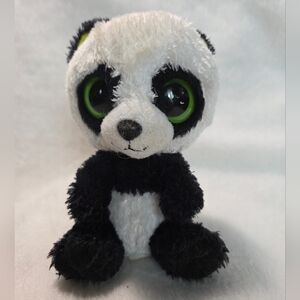 BAMBOO Ty Beanie Boos Panda Black and White Green Eyes Retired 2009 NO HANGTAG